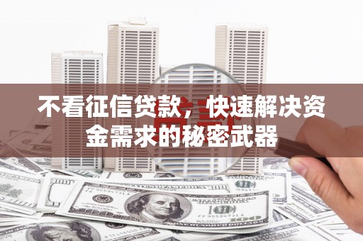 容城不看征信贷款，快速解决资金需求的秘密武器